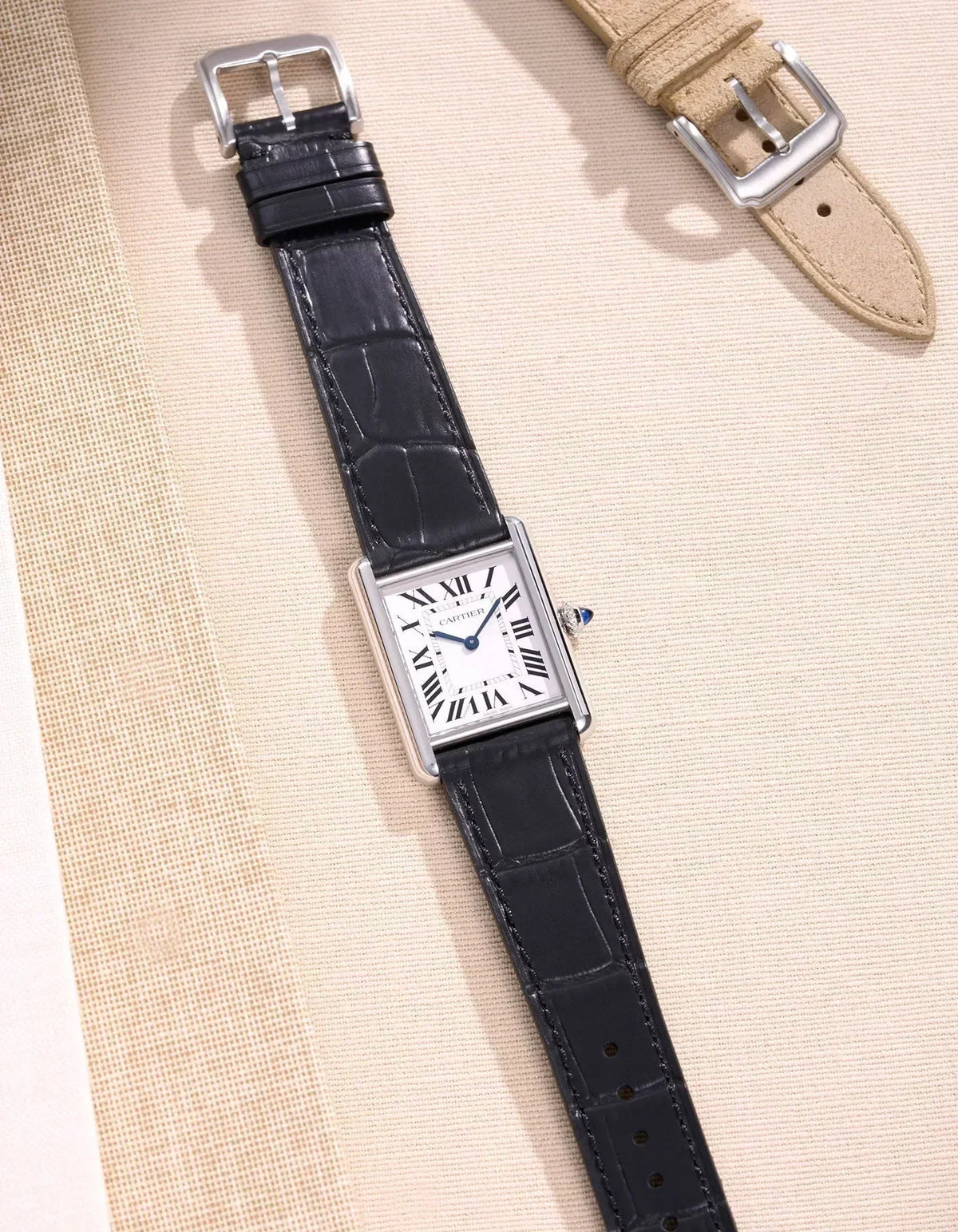 Black Embossed Alligator Leather Strap 18mm-21mm - OM Luxury
